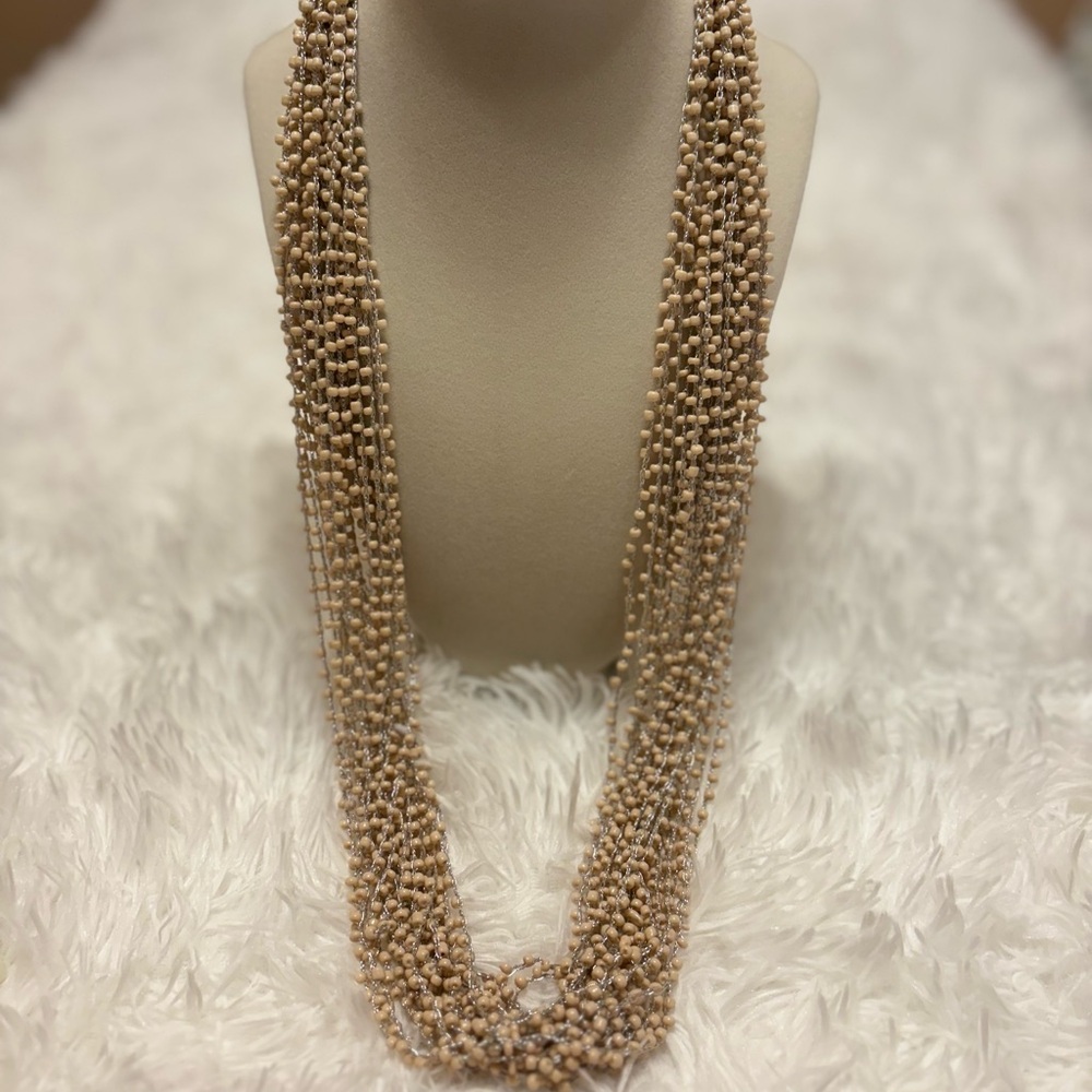 Francesca's Collections Elegant Tan Beaded Necklace